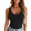 Elegant V Neck Cami Top Wrinkle Resistant Polyester-Black S 1