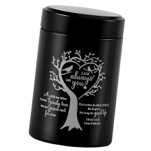 Practical Aluminum Memorial Urn With Detailed Trees Of-Black