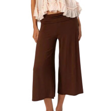 Women's Wide Leg Culotte Trousers Work Business Fold-Coffee S