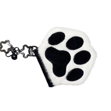 Cats Paws Coin Purse Plush Change Pouch with-white black