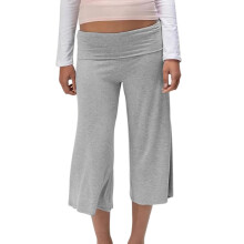 Women's Wide Leg Culotte Trousers Work Business Fold-Gray S