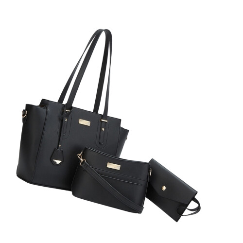 Elegant Shoulder Bag With Soft Texture And Roomy Interior-Black