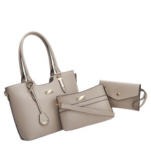 Women's Shoulder Bag Handbag Set 3pcs Large Capacity PU-Gray