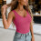 Elegant V Neck Cami Top Wrinkle Resistant Polyester-Black S 3