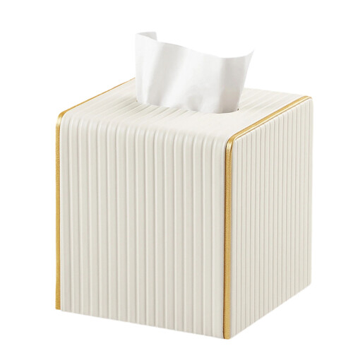 Sophisticated PU Leather Napkin Storage Box Portable Size-White