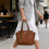 Spacious Laptop Top Handle Bag With Inner Compartments-Brown 3