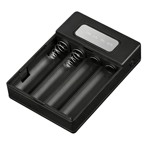 18650 Charging Power Shell with LED Battery Case Portable-Black