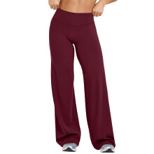Wide Yoga Pants for Women High Front Seam Workout-Burgundy S