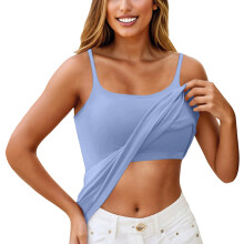 Women's camisole, built-in bra, top, women's-Sky Blue XL