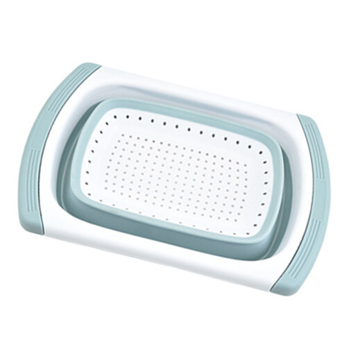Extendable Plastic Colander Space Saving Kitchen-blue white