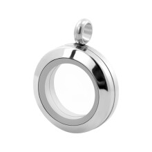Stainless Steel Round Living Photo Memory Locket Pendant-20mm