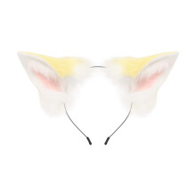 Furry Animal Ear Hair Decors Cosplay-Yellow and white pow