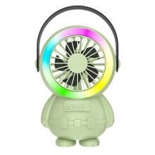 Tragbarer Tischventilator mit Luftkühlung, LED-Licht, 3-Grün