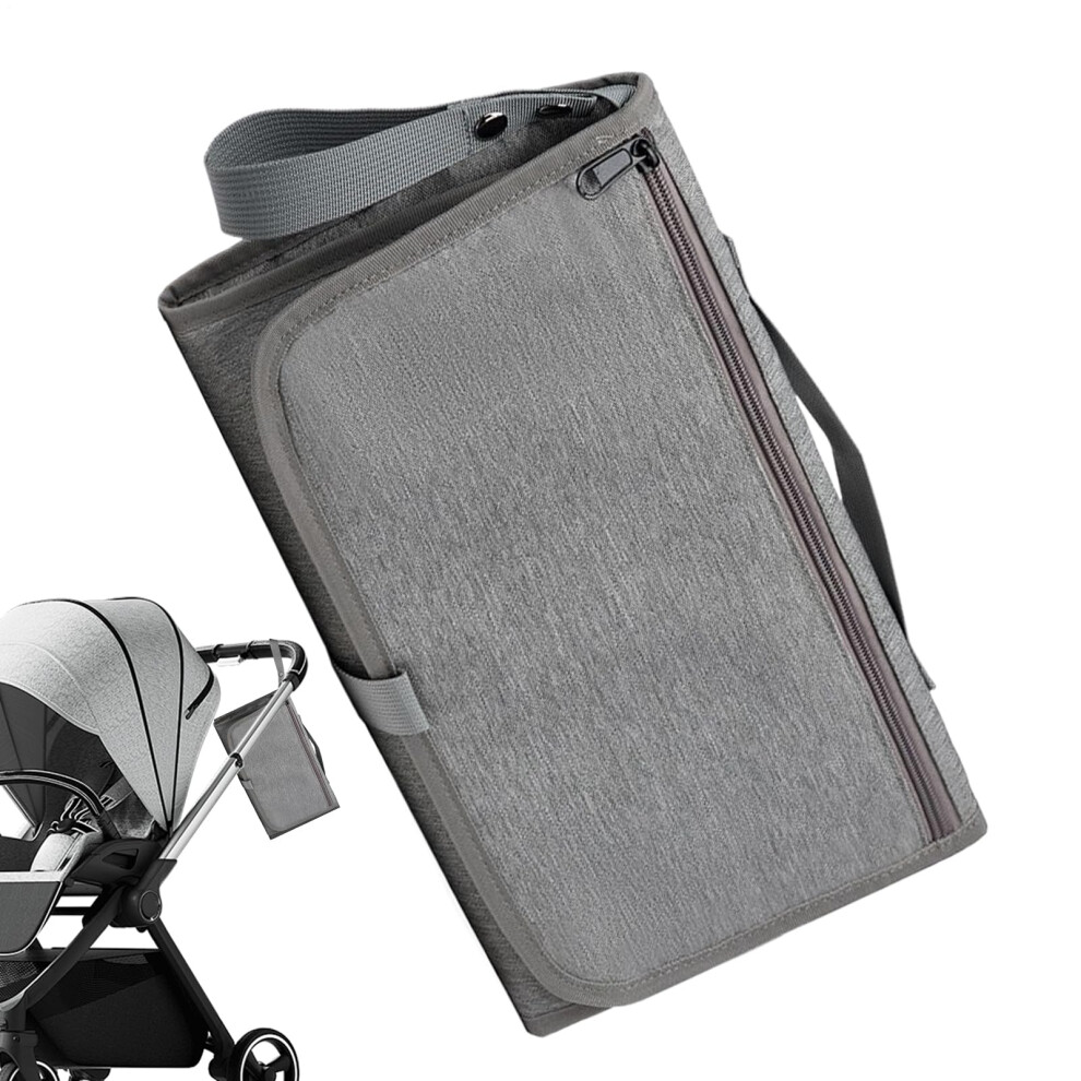 Diaper Backpack With Foldable Changing Station, Waterproof Travel Bag With Stroller Hooks, Light/Gray