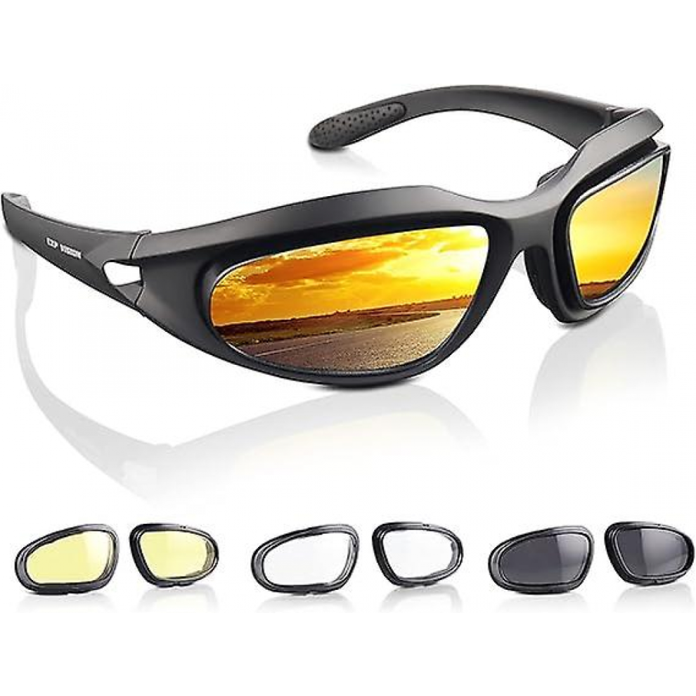 Polarized Motorcycle Riding Goggles, Windproof Riding Glasses Uv400 Outdoor Sports Sunglasses, Interchangeable Lenses, Suitable For Cycling And Hiking 6083684912795