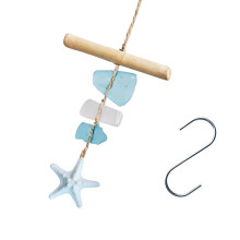 Zeeglas drijfhout windgong Handgemaakte windgong Suncatchers-Wit