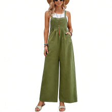 Jumpsuits for Women Summer Wide Leg Long Pant-Army Green M