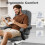 (Grey) Ergonomic Office Chair Reclining PU Leather 7