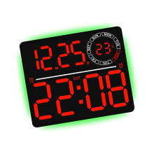 LED-Digital-Wanduhr mit-schwarze Schale, rotes Licht