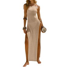 Damen-Badebekleidung, gehäkelt, gestrickt, rückenfrei,-Beige S