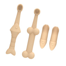 Kätzchen-Welpen-Haustier-Zahnbürste, die-cremefarben