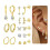 (B) Zircon Heart Moon Stud Earrings Set 5