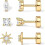 (c104 gold three pairs set) Luxury Star Moon Stud Earrings Set 2