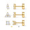 (c104 gold three pairs set) Luxury Star Moon Stud Earrings Set 4