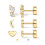 (c104 gold three pairs set) Luxury Star Moon Stud Earrings Set 5