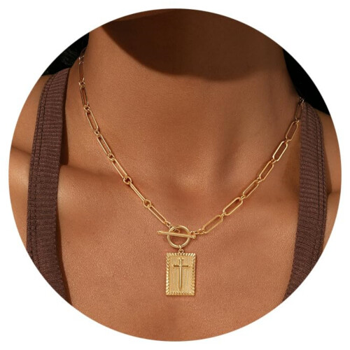 (C) Collana versatile da donna con ciondolo a croce e blocco 2