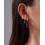 (Silver) Sun Moon Zircon Stud Earrings Set of 3 1