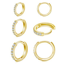 (Gold) Zircon Circle Stud Earrings Set for Women