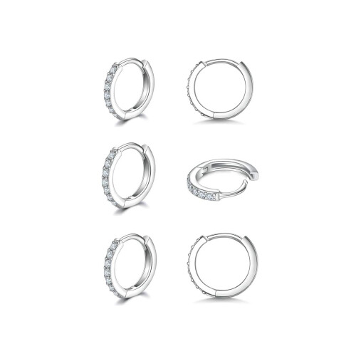 (Gold) Zircon Circle Stud Earrings Set for Women 2