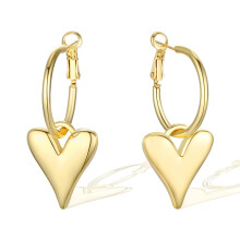 (Gold) Trendy Heart Drop Earrings: Simple & Elegant