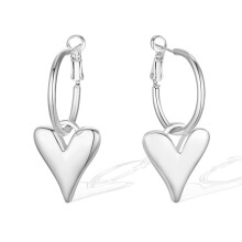 (Silver) Trendy Heart Drop Earrings: Simple & Elegant