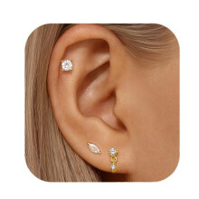 (E) Vintage Sunflower Zircon Stud Earrings