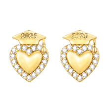 (Gold A) Heart-Shaped Zircon Stud Earrings