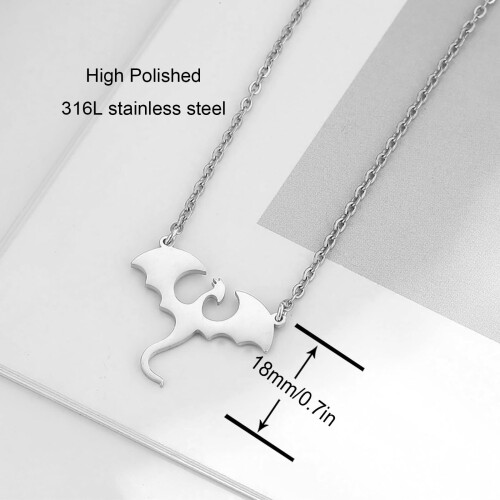 (B) Cool Bat Pendant Necklace - Unique Personalized Design