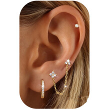 (C) Minimalist Hoop Stud Earrings 3-Piece Set