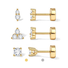 (c104 gold three pairs set) Luxury Star Moon Stud Earrings Set