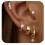 (Gold) Micro-Paved Zirconia 4-Leaf Stud Earrings, 5-Piece Set 1
