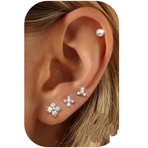 (B) Minimalist Hoop Stud Earrings 3-Piece Set
