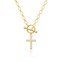 (C) Collana versatile da donna con ciondolo a croce e blocco
