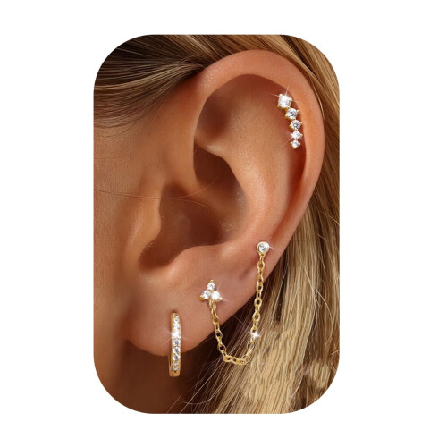 (K) Minimalist Hoop Stud Earrings 3-Piece Set