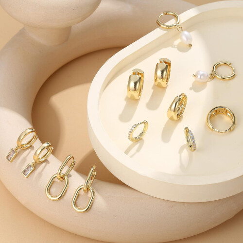 (Silver) Creative Copper Zirconia Stud Earrings Set 2