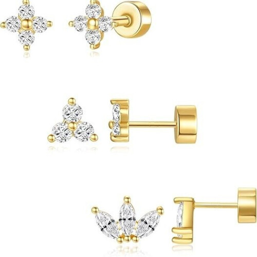 (E) Vintage Sunflower Zircon Stud Earrings 2
