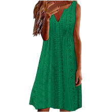 Women's swimsuit cover-up dress, openwork casual loose-Green L