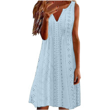 Women's swimsuit cover-up dress, openwork casual-Sky Blue XXL