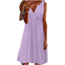 Women's swimsuit cover-up dress, openwork casual-Purple XXL
