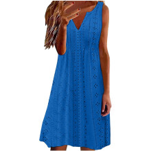 Women's swimsuit cover-up dress, openwork casual loose-Blue L